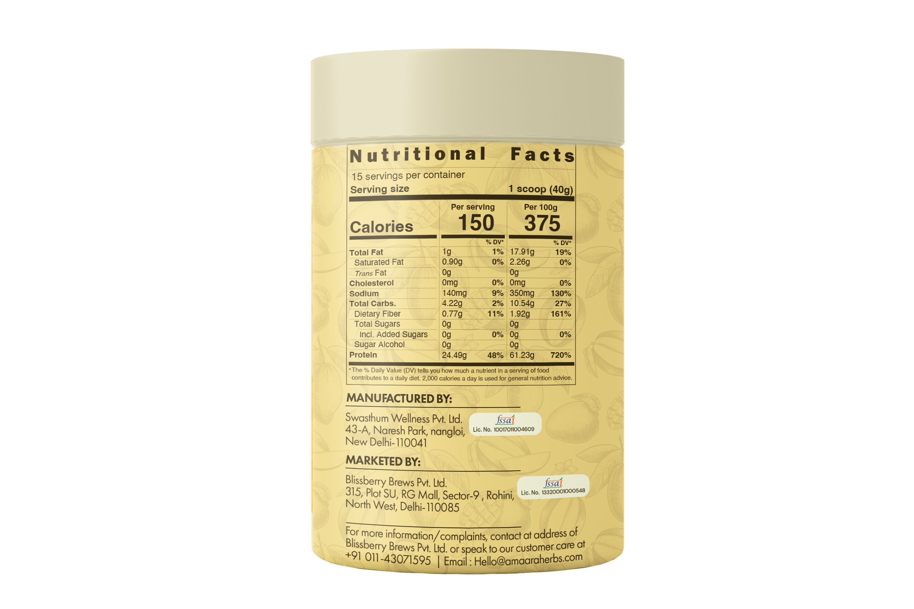 Amaara herbs Herb Based Protein Tropical Mango - 600 gms